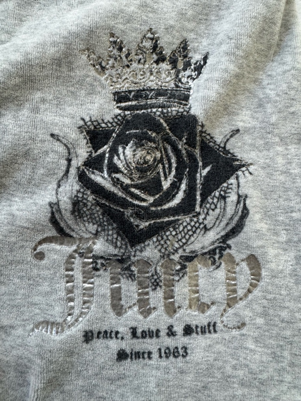 Y2K Juicy Couture Gray Graphic Drawstring Sweatpants - Picture 4 of 8